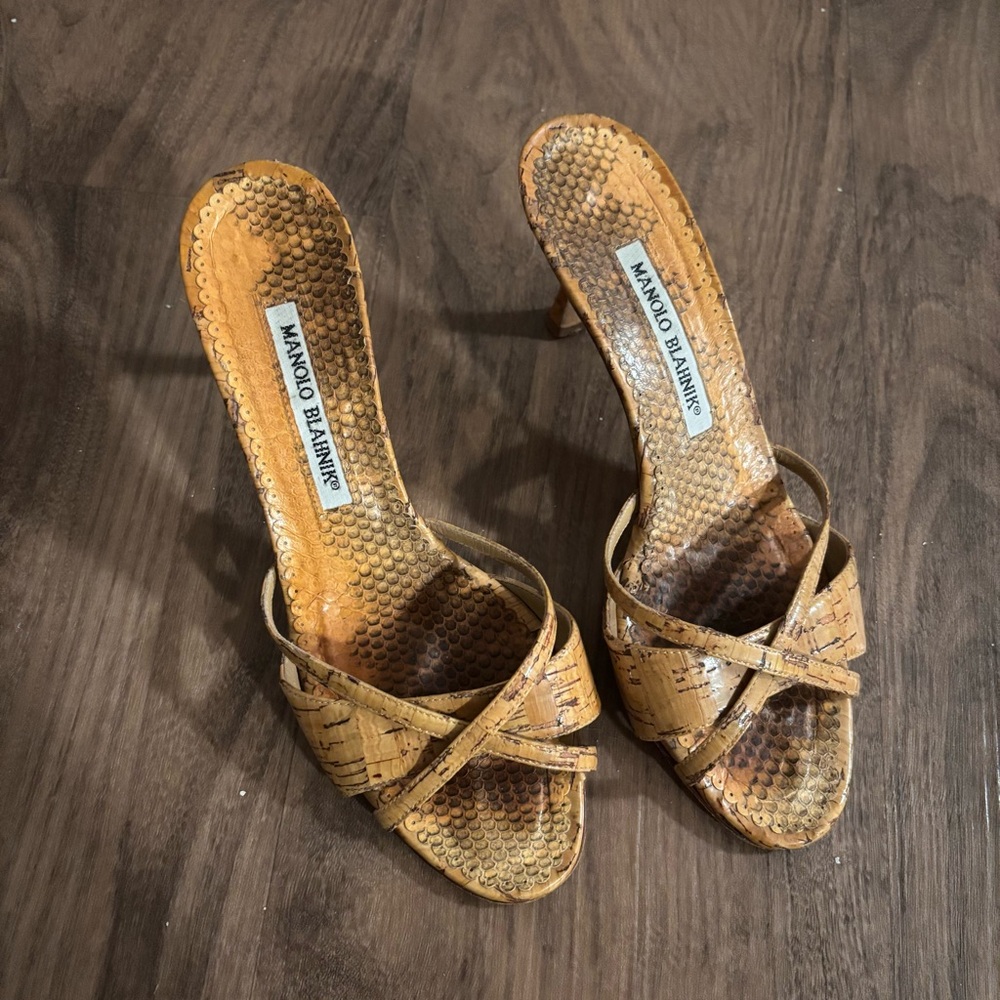 Manolo Blahnik Kitten Heel Sandals